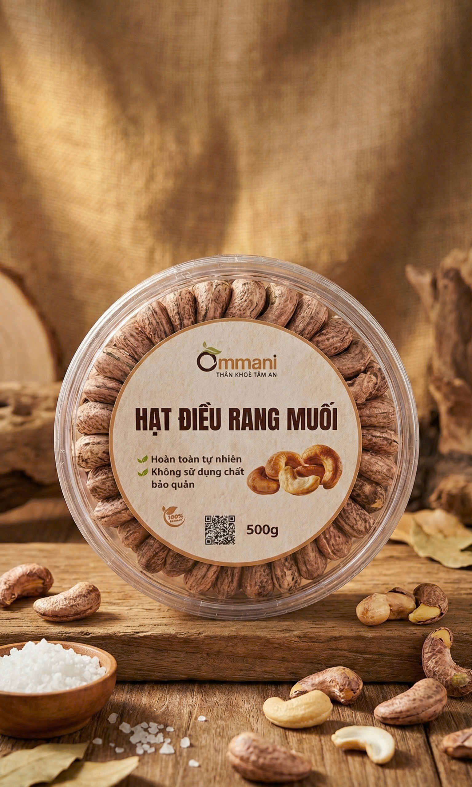 Hạt điều rang muối nguyên vỏ 500g